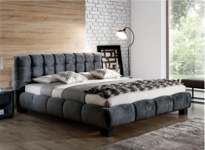 Bett Grau Schlafzimmer Möbel Textil Design 160x200cm Betten Samt