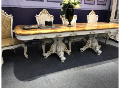 Barock Rokoko Stil Möbel Esstisch Tische Esszimmer Garnitur Geschnitzter