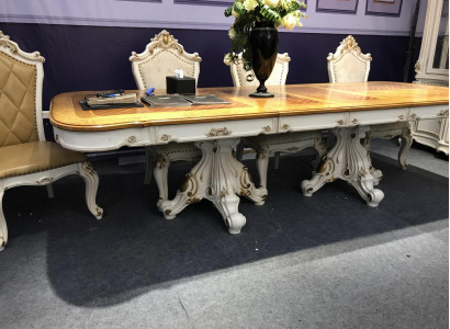 Barock Rokoko Stil Möbel Esstisch Tische Esszimmer Garnitur Geschnitzter