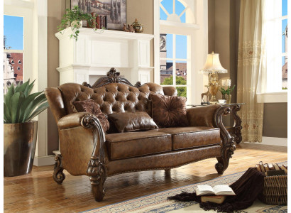 Sofa 3 Sitzer Wohnlandschaft Sofas Couch Polster Garnitur Leder Holz