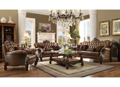 Ledersofa Barock Stil Rokoko Leder Couch Sofa Polster Sitz 3 Sitzer Dreisitzer