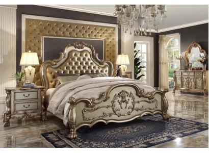 Klassisches Bett Barock Chesterfield Rokoko Stil Hotel Doppel Leder Antik