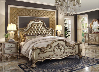 Klassisches Bett Barock Chesterfield Rokoko Stil Hotel Doppel Leder Antik