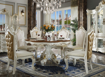 Königliche Esszimmer Garnitur Barock Rokoko Stil - Tisch & 8x Chesterfield Stühle