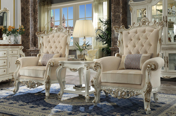 Thron Sessel Königlicher Polster 1 Sitzer Antik Stil Stühle Beige Holz Barock