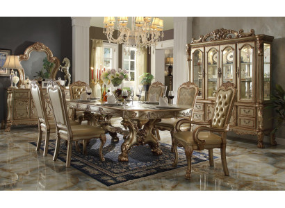 Klassischer Esstisch Luxus Chesterfield Stühle Designe Esszimmergarnitur 9tlg.