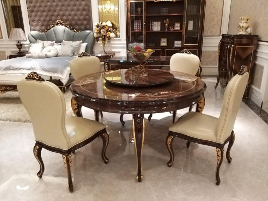 Runder Esstisch 6 Stühle Stuhl Esszimmer Komplett Dekor Garnitur Barock