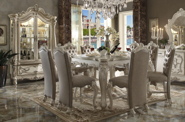 Graues Esszimmer Set Vitrine Esstisch Garnitur 8x Stühle Tisch Gruppe 10tlg. Set