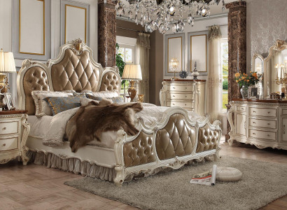 Schlafzimmer Set Nachttische Bett 5tlg. Rokoko Barock Antik Stil Holz Bett