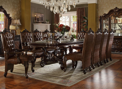 Komplette Braue Essgruppe Esszimmer Garnitur 10 Chesterfield Lehnstühle Tisch