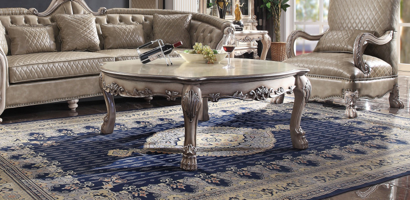 Holz Italienische Möbel klassisch Stil Luxus Beige Couchtisch Wohnzimmer Rund