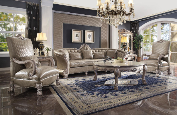 Holz Italienische Möbel klassisch Stil Luxus Beige Couchtisch Wohnzimmer Rund