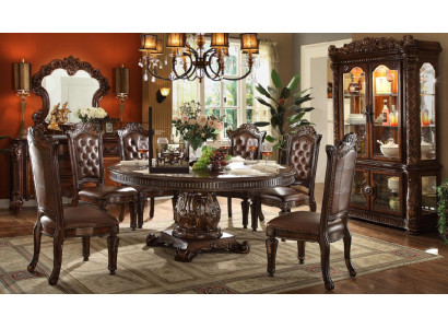 Klassische Barock Möbel Designer Runder Holz Esstisch Chesterfield Stühle Kommode