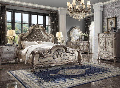 Komplett Set Schlafzimmer Königliches Barock Bett Schminktisch Nachttisch 6 tlg.