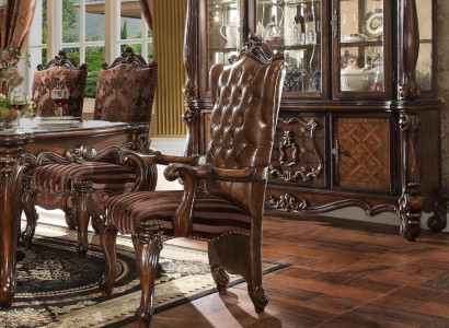 Klassischer Brauner Chesterfield Sitzer Exklusiver Lederstuhl Barock-Stil Sitzmöbel