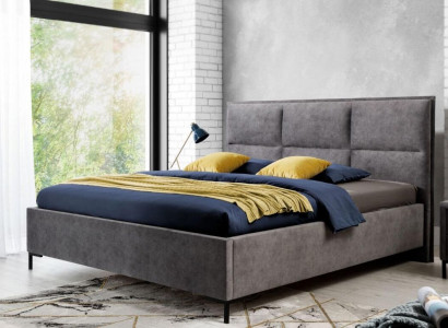 Bett Grau Schlafzimmer Holz Möbel Textil Klassische Art déco Stil