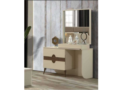 Beige Schminktisch mit Spiegel Schlafzimmer Möbel Design Konso lNeu