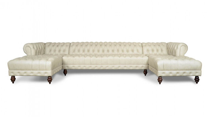 Chesterfield Couch U-förmig Sofa Klassische Leder Wohnlandschaft Ecksofa - 366