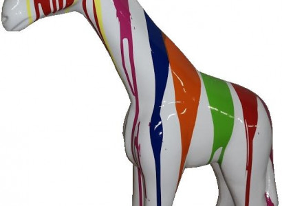 Skulptur Abstrakte Design Statue Bunte Figuren Handbemalt Dekoration Giraffe Neu