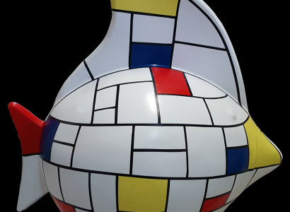 Skulptur Abstrakte Design Statue Bunte Figuren Handbemalt Dekoration Fisch Neu