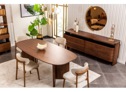 Essgruppe Essecke Esszimmer Esstisch Stühle Braun Anrichte Set 9tlg