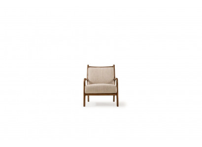 Sessel Ohrensessel Wohnzimmer Sitzer Einsitzer Stoffsessel Beige Holz