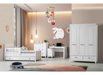 Modern Komplett Jugendzimmer Luxus Kinderzimmer Set 4tlg Weiß Farbe neu