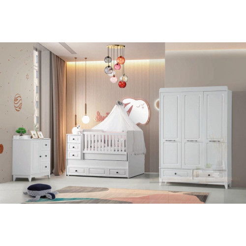Modern Kinderbett Komplett Jugendzimmer Luxus Kinderzimmer Set 3tlg Weiß