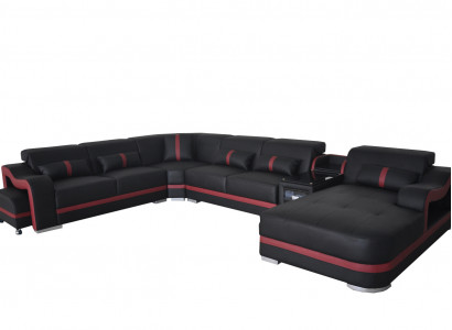 Leder Couch Polster Garnitur Sitz Design Modern Eck Sofa mit USB Wohnlandschaft