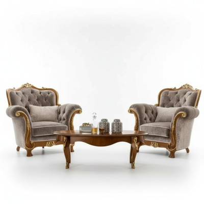 Couchtisch Tisch Beistelltisch Wohnzimmer Holz Klassisch Luxus Braun Neu