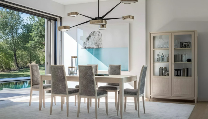 Esstisch 6x Stuhl Vitrine Esszimmer Set Gruppe 8tlg Design Möbel Tisch