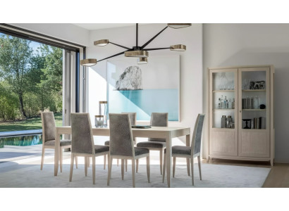 Esstisch 6x Stuhl Vitrine Esszimmer Set Gruppe 8tlg Design Möbel Tisch