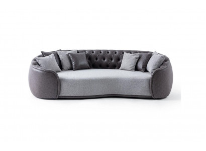 Zeitlose Eleganz Chesterfield Dreisitzer Sofa 3 Sitzer Grau Stoffsofa Stoff Polstersofa