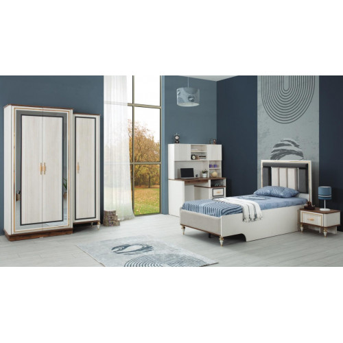 Kindermöbel Kinderzimmer Bett Kinderbett Weiß Holz Set 4tlg Tische