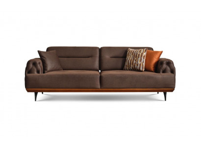Polstersofa Dreisitzer Sofa 3 Sitz Couch Braun Stoffsofa Stoff Modern