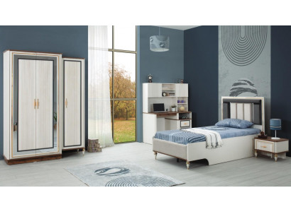 Komplette Jugenbett Kindermöbel Kinderbett Weiß Holz Set 4tlg Modern