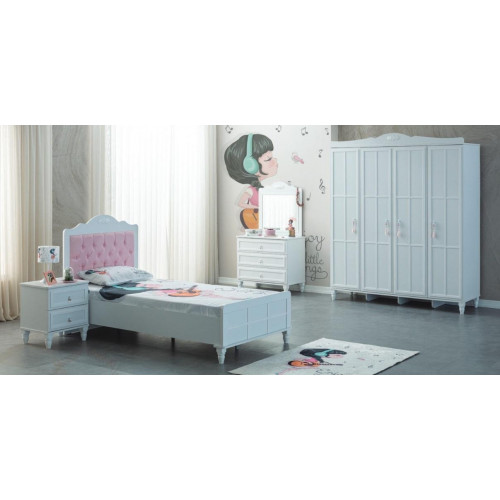 Kinderzimmer Komplette Kindermöbel Kinderbett Bett Holz Set 5tlg Weiß