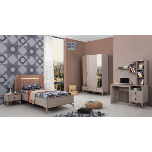 Kindermöbel Mädchen Kinderzimmer Bett Kinderbett Beige Holz Set 4tlg