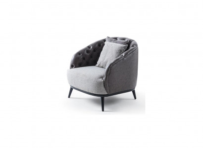 Design Sessel Einsitzer 1 Sitzer Stoffsessel Grau Design Chesterfield