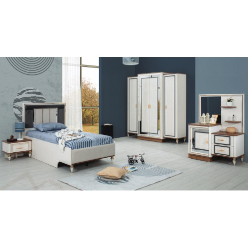 Schlafzimmer Sets Jugenbett Kinderbett Weiß Holz Set 5tlg Bett Modern