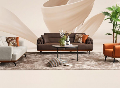 Couchgarnitur Dreisitzer Sessel Sofa Stoff 4tlg Stoffsofa Mehrfarbig 3+3+1+1