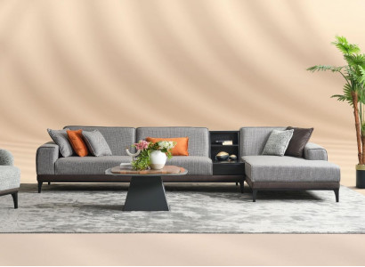 Wohnlandschaft Ecksofa Couch L Form Große Sofa Grau Modern Polstersofa