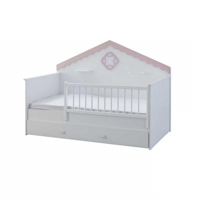 Kinderbettchen Garnitur Kinderlaufstall Bettchen Weiß Holz Set 3tlg
