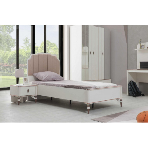 Garnitur Kinderzimmer Kinderbett Nachttisch Bett Rosa Set 2tlg Holz