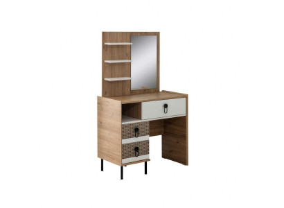Schminktisch Garnitur mit Spiegel Holz Schlafzimmer Braun Konsole Set
