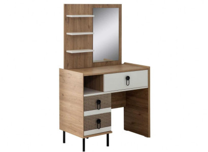 Schminktisch Garnitur mit Spiegel Holz Schlafzimmer Braun Konsole Set