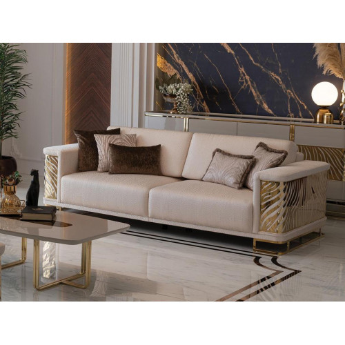 Schiker Sofa 4 Sitzer Neu Modernen Designen Beige Farbe mit Kissen