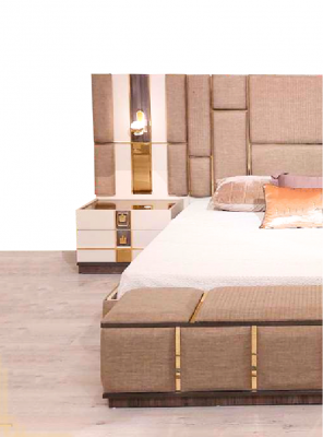 Designer Schlafzimmer Set Luxus Doppelbett 2x Nachttische Neu Kleiderschrank