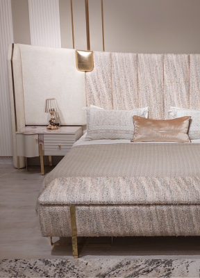 Schlafzimmer Set 4tlg Komplettes Bett 2xNachttische Kleiderschrank Luxus Möbel