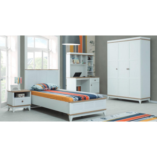 Komplette Jugenbett Kindermöbel Kinderbett Weiß Holz Set 4tlg Modern